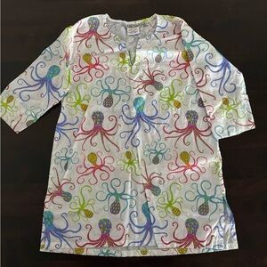 Gretchen Scott Designs Kids White Swim Coverup with Multi-Color Octopus Print